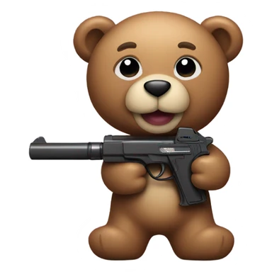 Teddy bear with a toy gun sticker