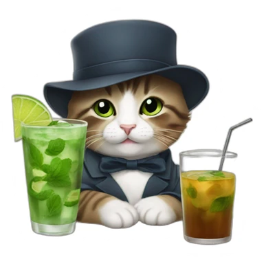 baby sherlock holmes cat drinking mojito sticker