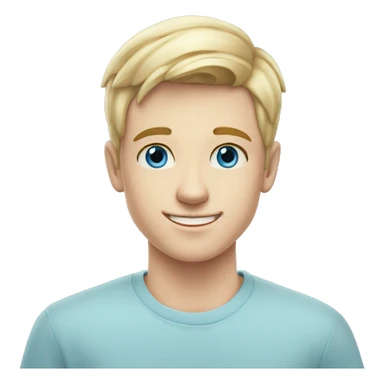 confident happy clean shaven pale teen boy with short blonde light hair blue eyes outdoor portrait sticker