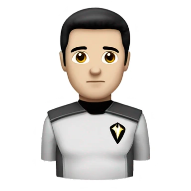 white male with white face and black hair and brown eye wearing starfeelt uniform from star trek sticker