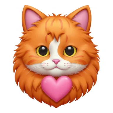 Gato naranja corazón rosa kawaii sticker