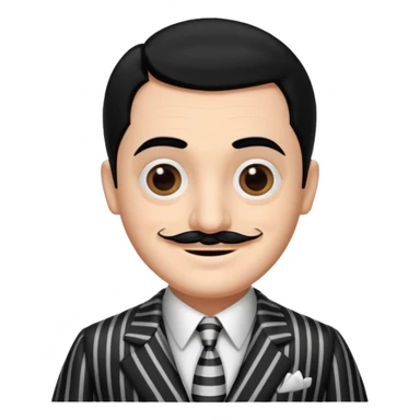 Design Gomez Addams in a striped suit with slick hair & quirky smile. sticker