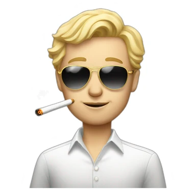 blonde white man with golden aviator glasses smoking cigarette sticker
