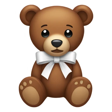 Brown teddy bear with white ribbon sticker