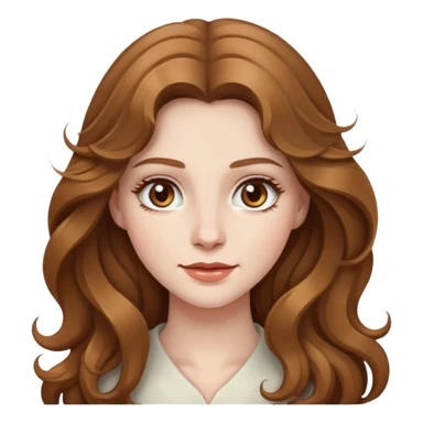 Me faça uma moça de cabelos ondulados longo cor castanho claro, olhos hanzel, pele branca pálida sticker