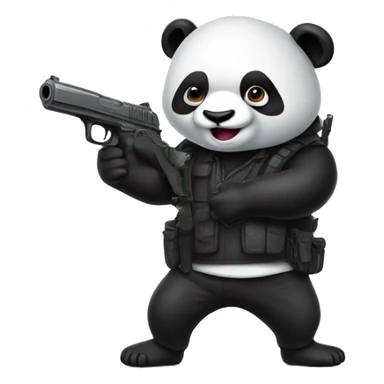 Panda with gun sticker