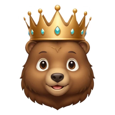 Bear Prince – brown bear cub with a shiny bronze crown, gentle smile. sticker