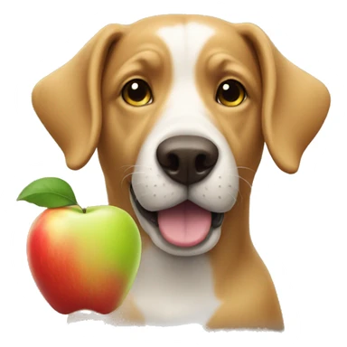 Dog with an apple sticker