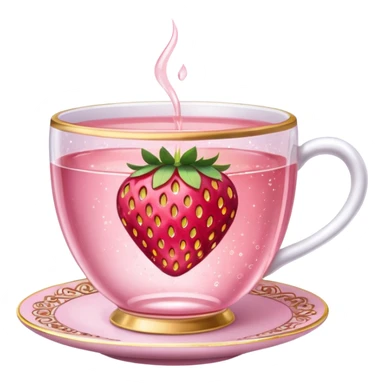 Pink sparkling tea cup with strawberry tea in it sticker