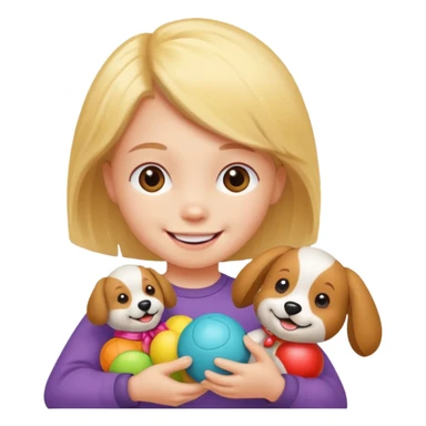 child with dog toys sticker