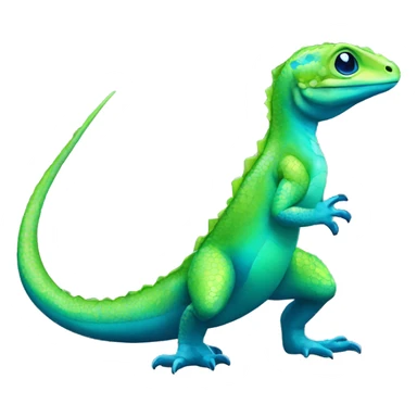 A Cyan Shiny Glossy Lizard-Reptile-Raptor-Fakémon with dark-blue patterns and light-green belly Full Body sticker