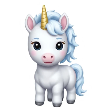 baby white unicorn, chibi full body sticker