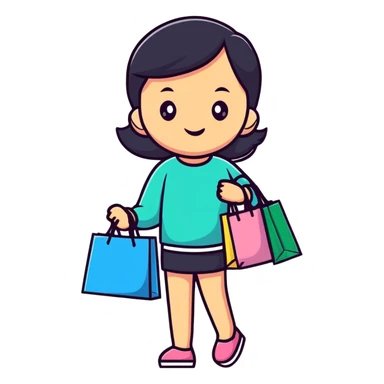 girl carrying shopping bags after shopping sticker
