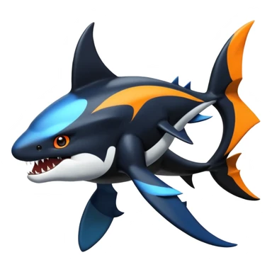 4-legged, digitigrade, clawed, furry finned sharp, cool, badass, edgy Sharpedo-Orca-Houndoom-Garchomp-Nargacuga-Silvally-Vaporeon-fusion-hybrid-creature, full body sticker