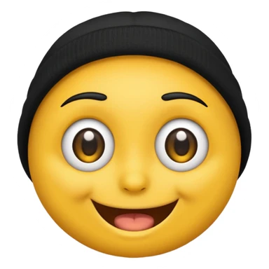 Emoji with black beanie hat pulled down to eyes sticker