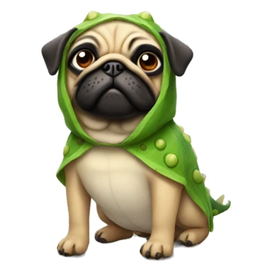 Pug with dinosaur costume on sticker