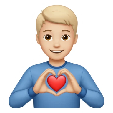 Un garçon beau qui fait un cœur sticker