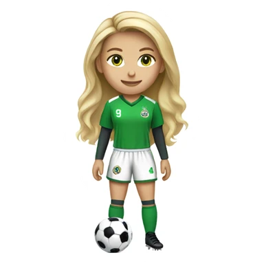 girl soccer player princess blond long hair green eyes sticker
