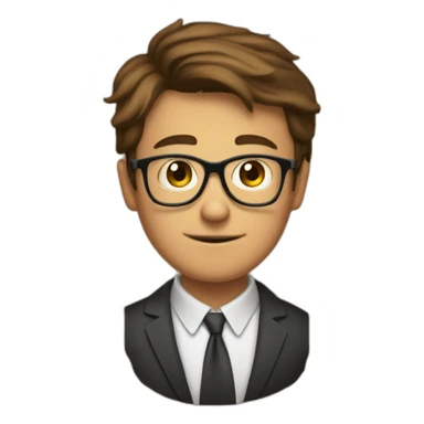 brown-short-haired classy man wearing glasses, struggling to fit a key into a wooden door-lock sticker