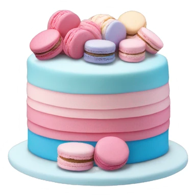 cake, pink and blue, with macaroons  sticker