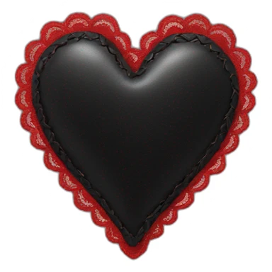 black leather heart with red lace sticker