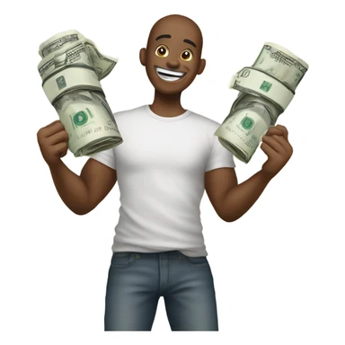 person very happy with a rolled up dollar and a pile of salt sticker