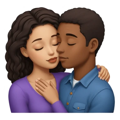 Ebony couple, light skin female brown skin male kissing sticker