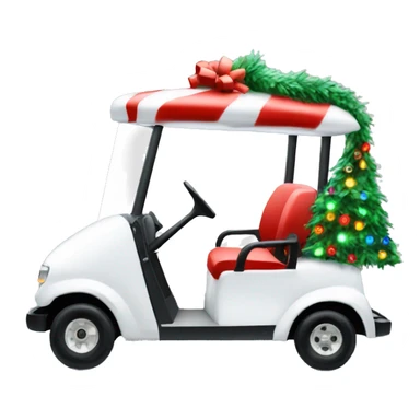 White Christmas golf cart decked out with holiday lights sticker