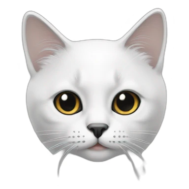 Cat White with black L on face sticker