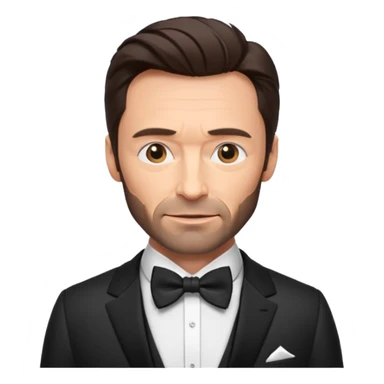 Hugh Jackman with suit with bow tie sticker