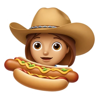 A hotdog wearing a cowboy hat sticker