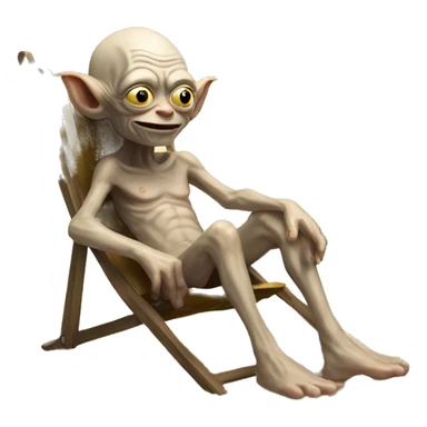 Gollum sitting on a sun chair in the sand sticker