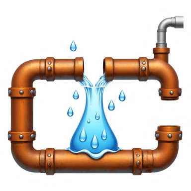 sewer steel pipe with leaking water  sticker