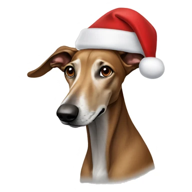 Brown Sighthound wearing Santa hat sticker