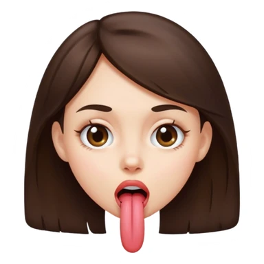 Brunette girl crossed eyed sticking tongue out sticker