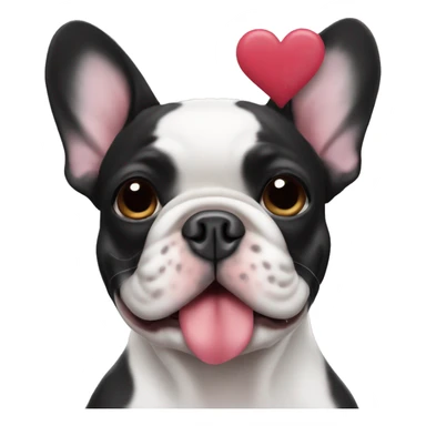 black and white french bulldog with hearts  sticker