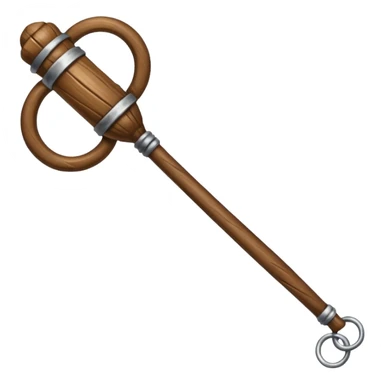 Wooden monk’s staff with metal rings at top. sticker