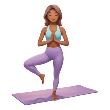 A peaceful person practicing yoga on a calm beach at sunrise, in a serene meditative pose. Soft pastel colors surround the scene, with gentle waves in the background and smooth, flowing lines representing balance and tranquility. The atmosphere feels centered and mindful. sticker