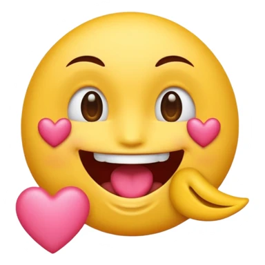 emoji souriant avec la langue sortie et un petit cœur subtil près du coin de la bouche sticker