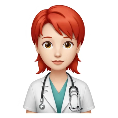 doctor with red hairclips sticker