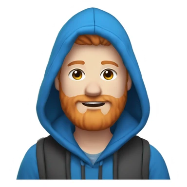 Fat streamer with ginger hair and beard named caseoh wearing blue hooded jumper, short sticker