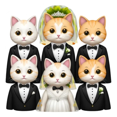 Cat wedding party sticker