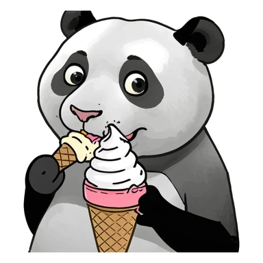 Panda eating ice cream sticker