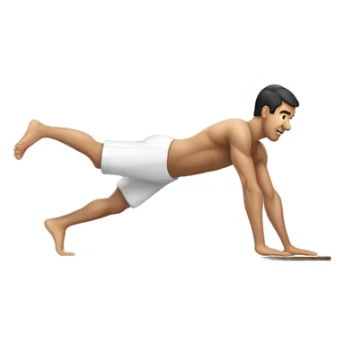 Full planche, man with elbows totally extended pushing the floor and with the legs up sticker