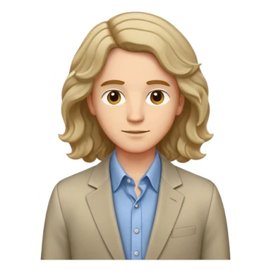  Confident, friendly, medium-length wavy hair, wearing a smart casual blazer over a collared shirt, facing forward. sticker