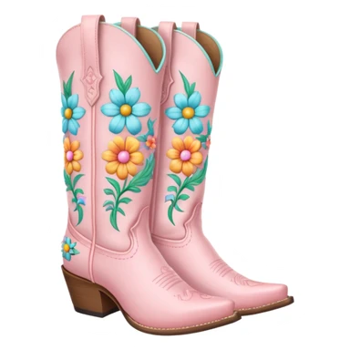 Pastel Pink cowgirl boots with pastel flowers sticker