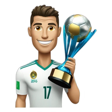 Cristiano Ronaldo avec le trophé de la coupe du monde sticker