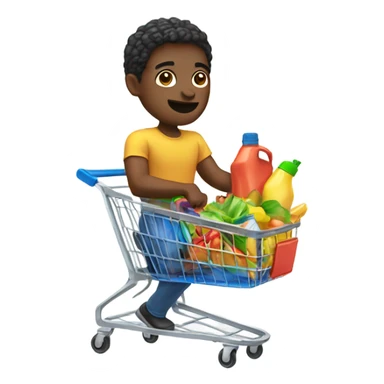 Black person with shopping cart and water gun sticker