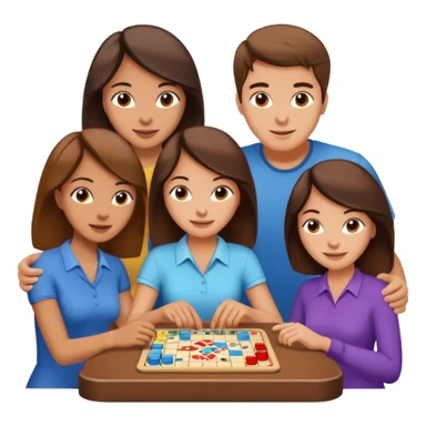 3 male and female brunette friends playing board game sticker