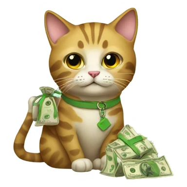 rich cat with a bag of money sticker
